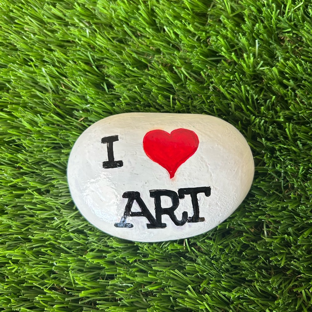 Hand-Painted White and Red Art Stone